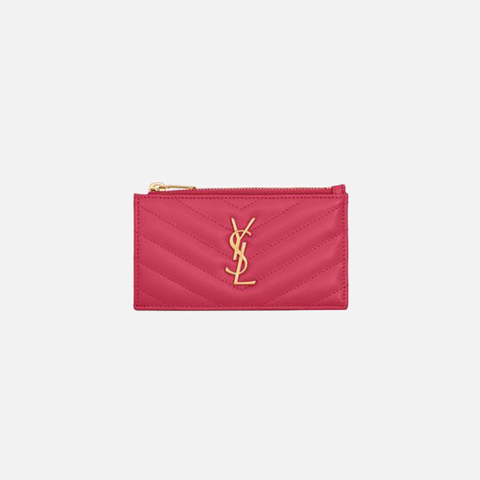 Saint Laurent Card Holder w/ Zip - Fushia