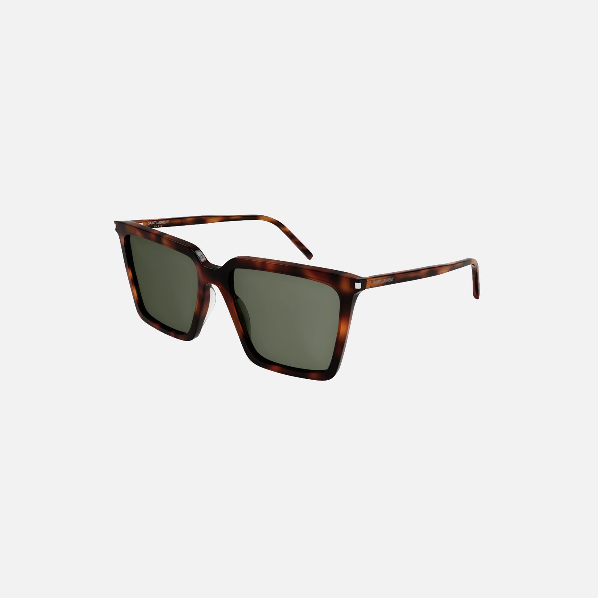 Saint Laurent Thin Sharp Square Frame Havana - Green