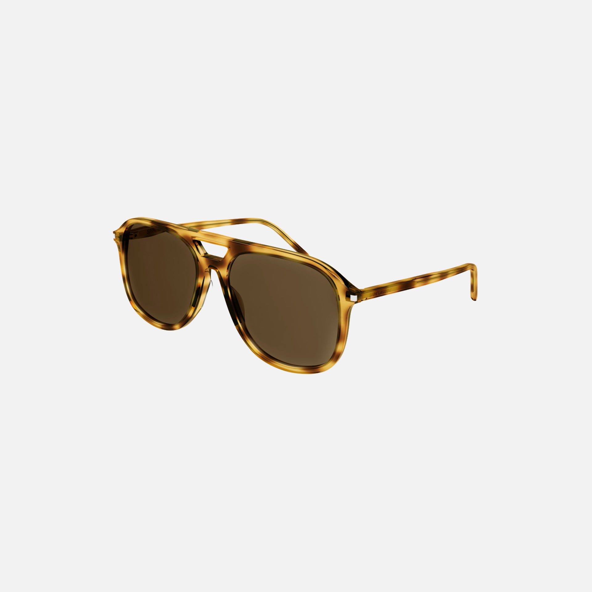 Saint Laurent Soft Square Double Bridge Aviator - Havana