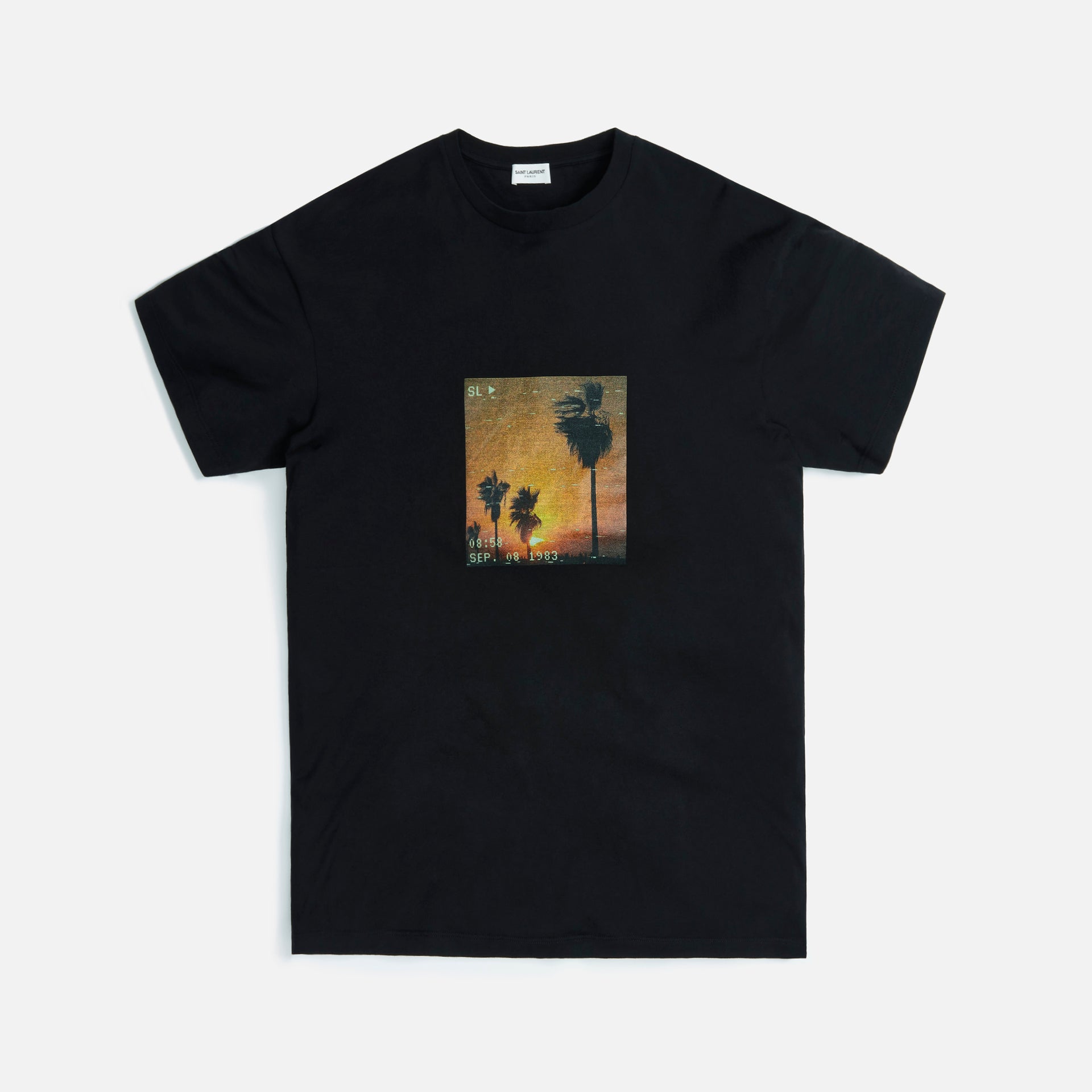 Saint Laurent Palm Tree Graphic Tee - Black