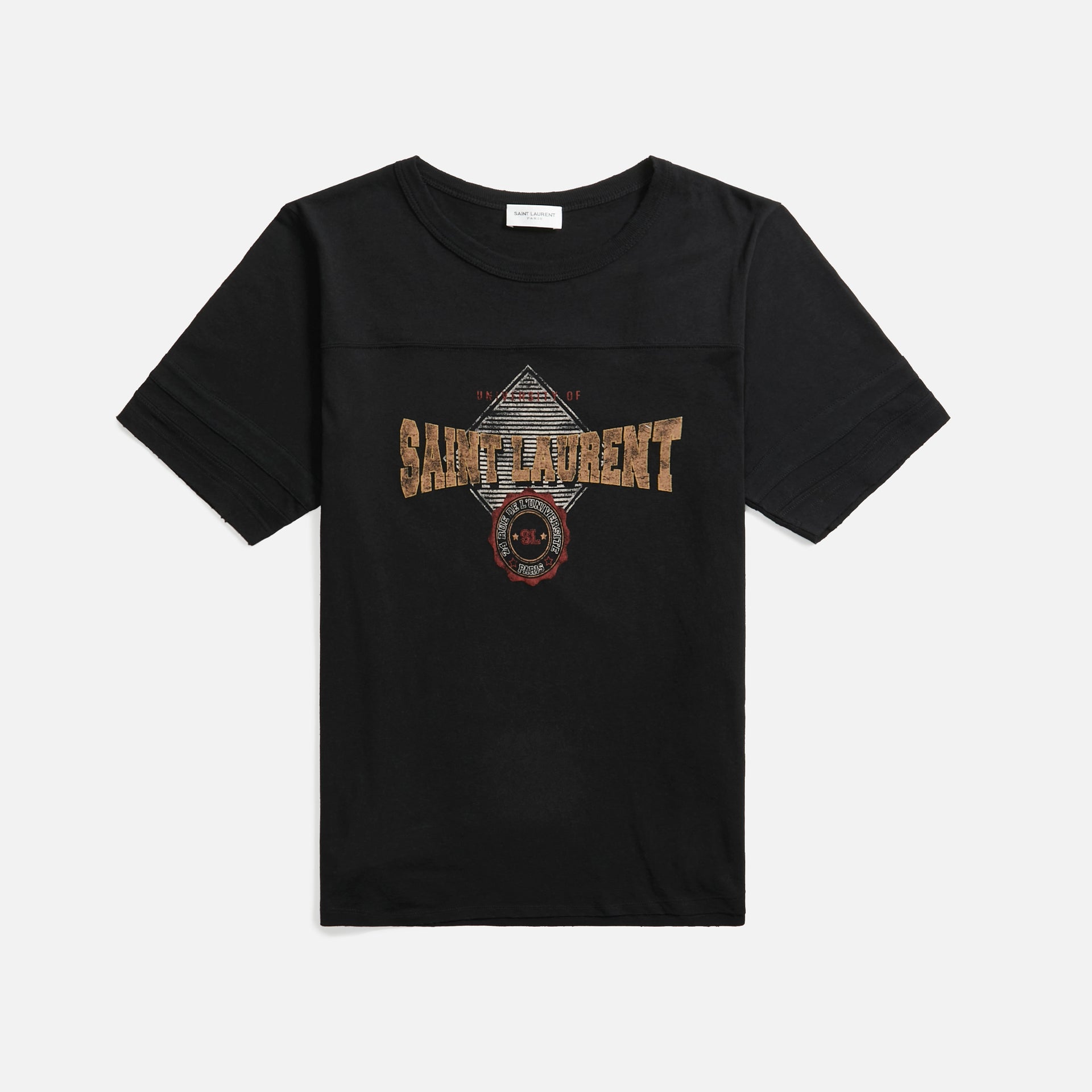 Saint Laurent Tee Col Rond Dec - Noir