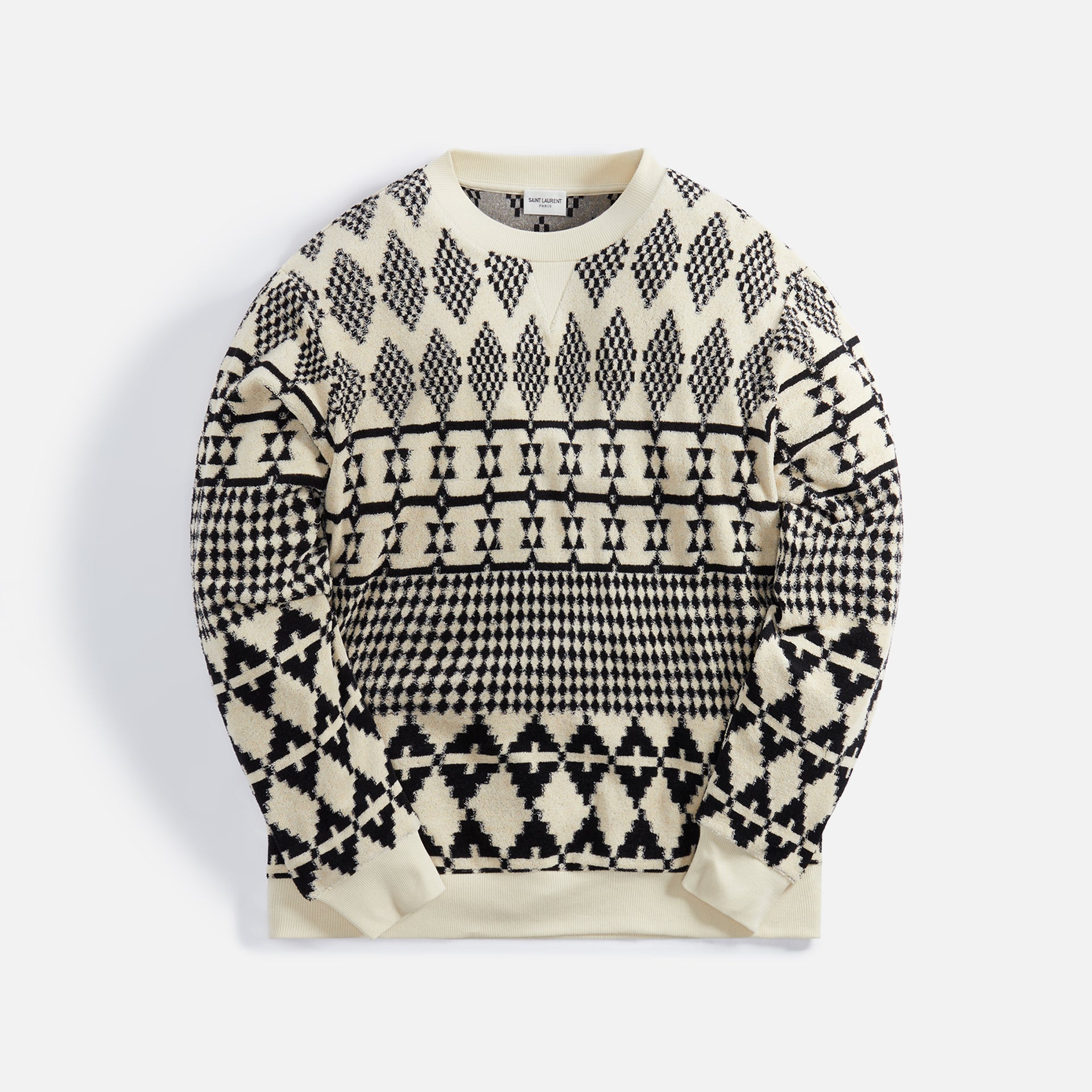 Saint Laurent Jacquard Raglan Sweatshirt - Naturel Noir