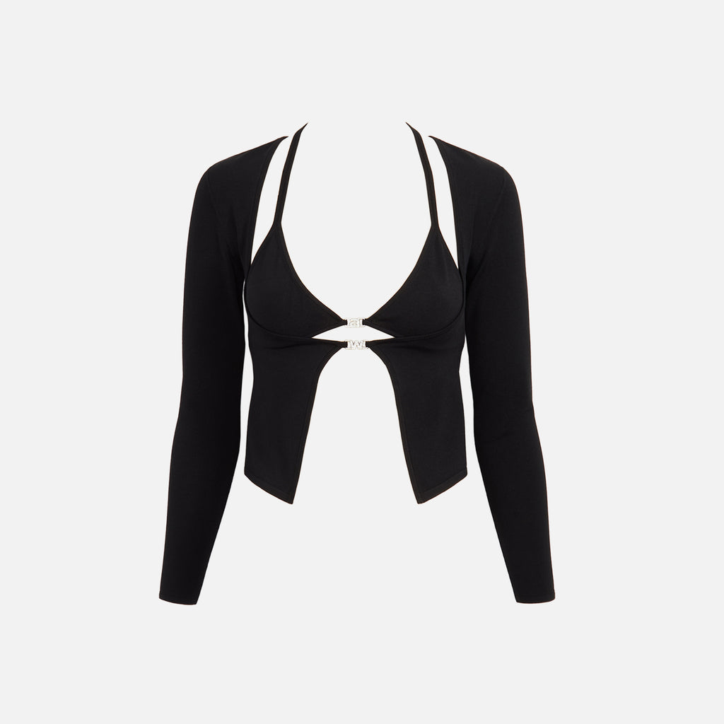 Alexander Wang Twinset Hybrid Bikini Cardigan with Crystal Logo