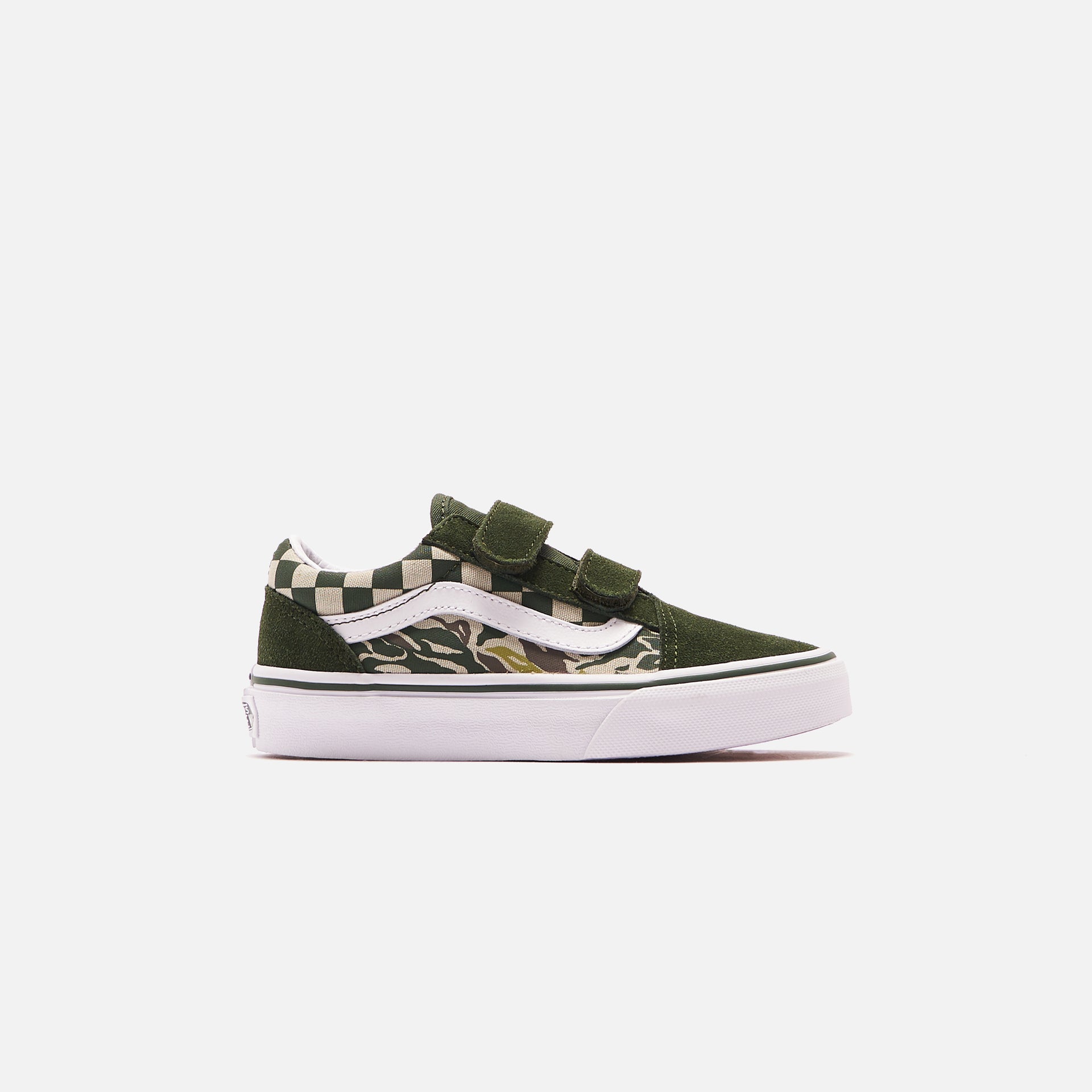 Vans Pre-School Old Skool V Camo Checkboard - Kombu Green / True White