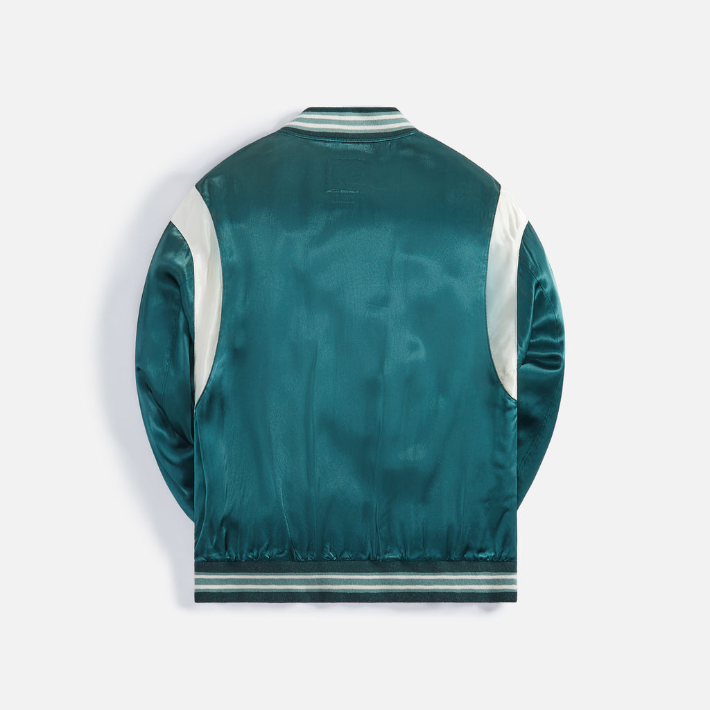 Douglas Stadium Satin Bomber Jacket in Green - Visvim