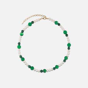 VEERT Freshwater Pearl Green Onyx Malachite Necklace - Green