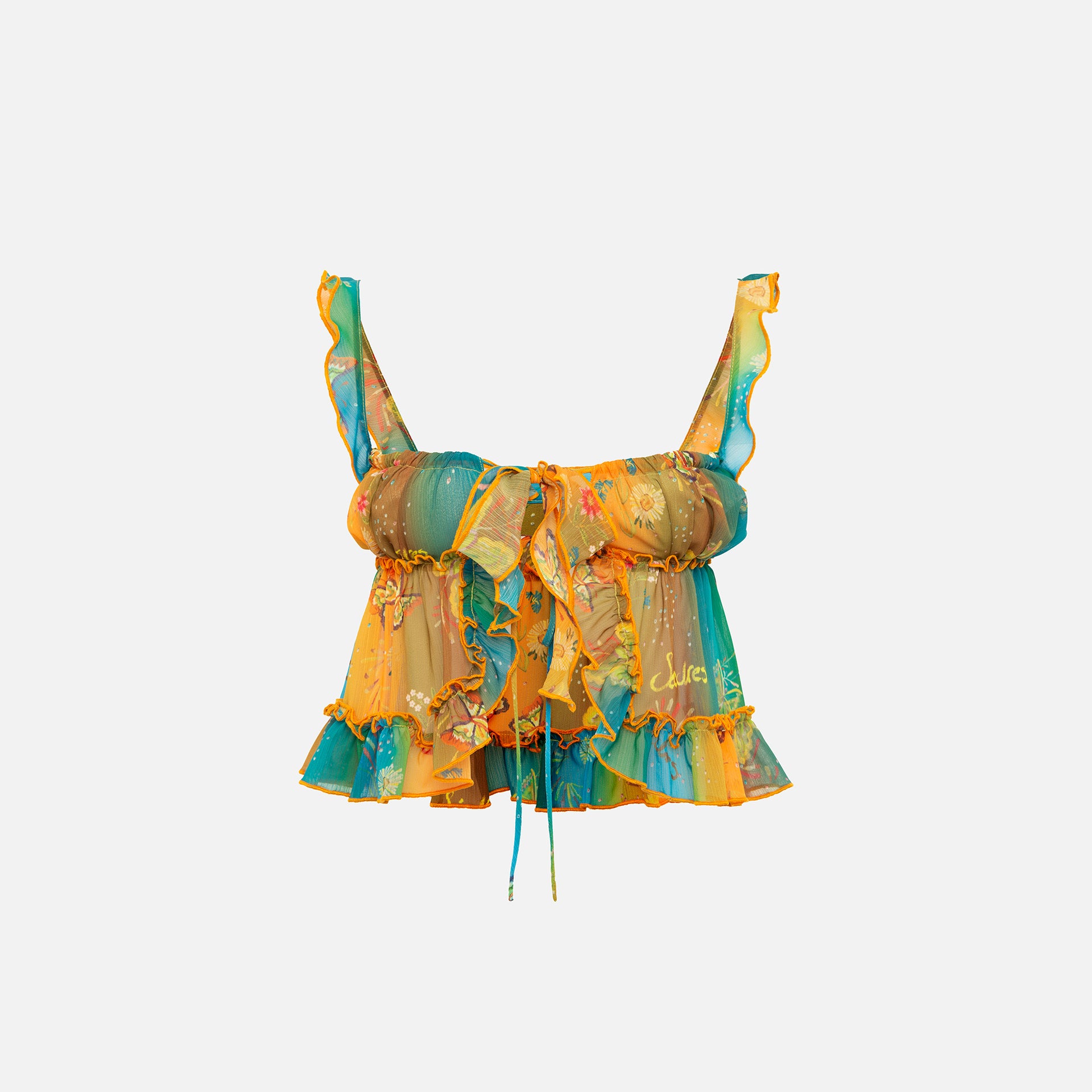 Siedres Calia Tie Front Top - Multi Print