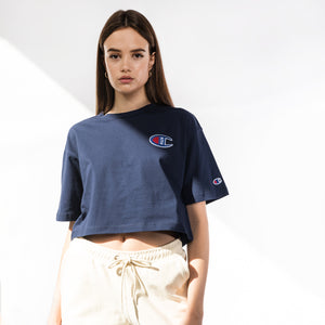 Kith x Champion Grace Cropped Tee - Navy