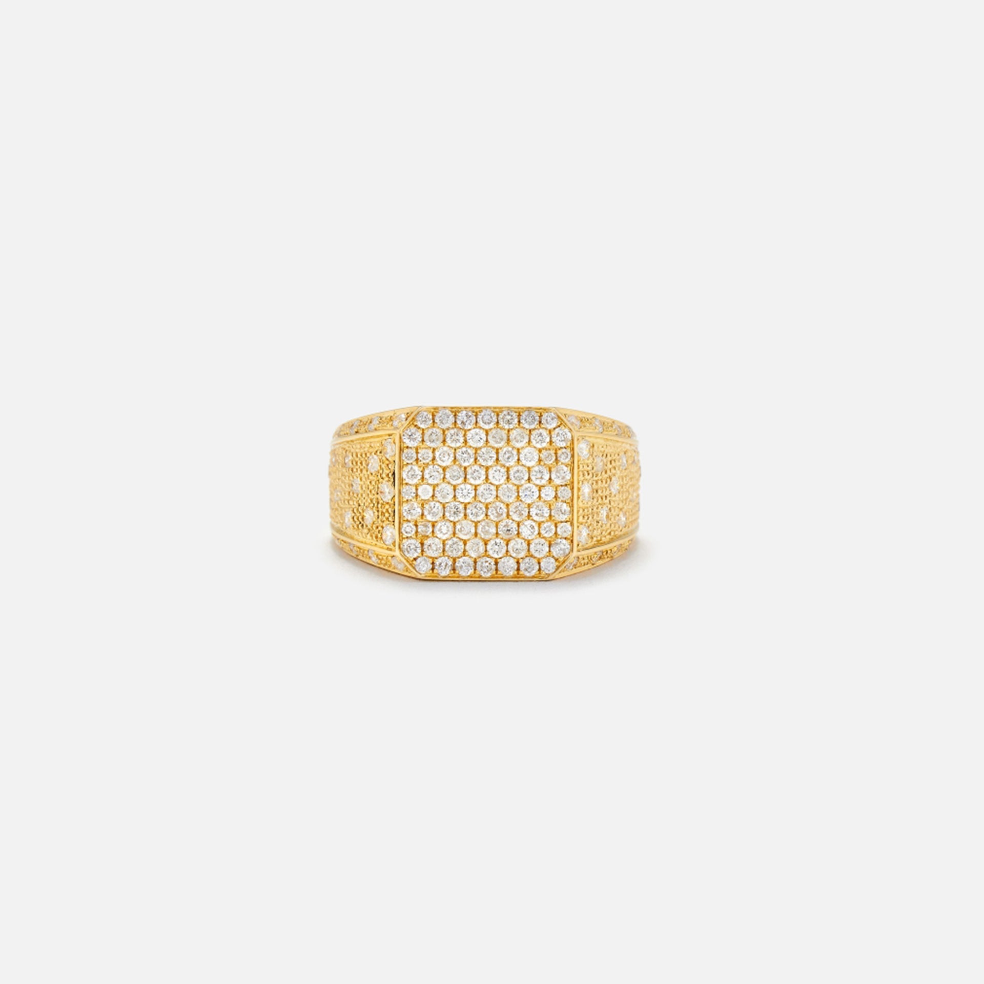 Yvonne Leon Mini Chevaliere Princess Diamond Signet Ring - Yellow Gold