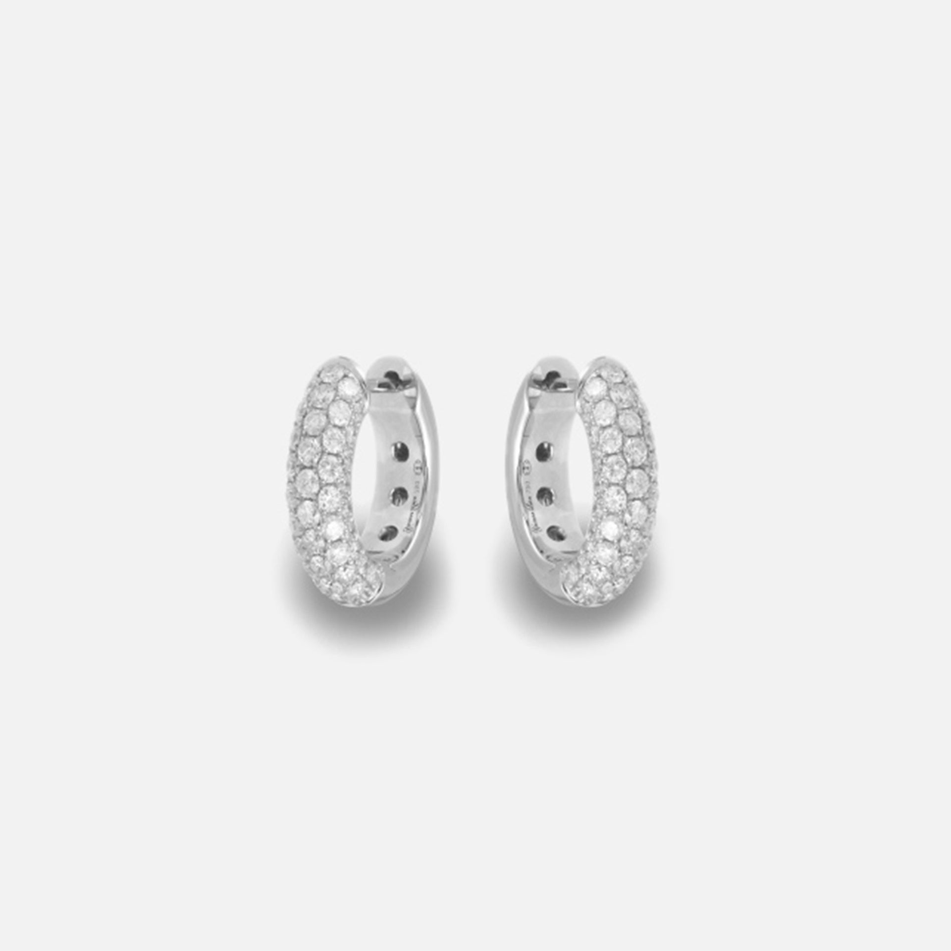 Yvonne Leon Smooth Diamond Hoops - Silver