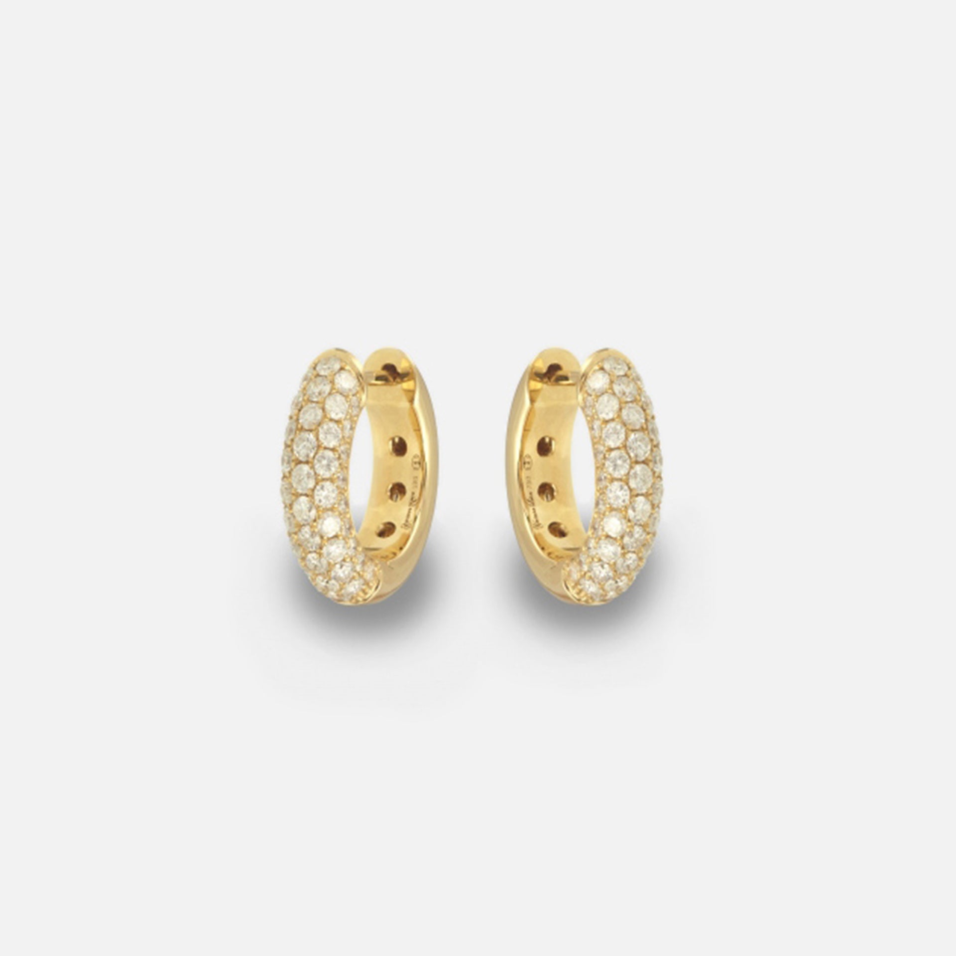 Yvonne Leon Smooth Diamond Hoops - Gold