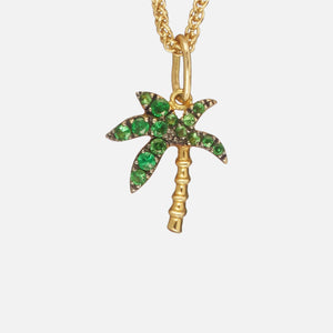 Yvonne Leon Sautoir Mini Palmier Necklace - Yellow Gold / Green