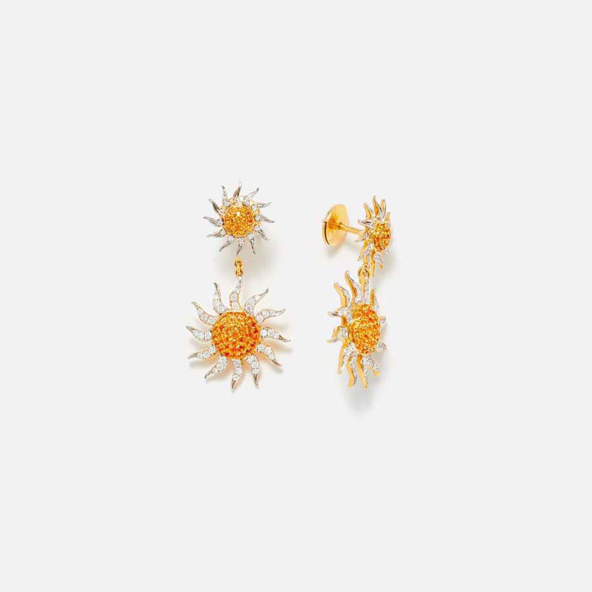 Yvonne Leon Les Soleils Sun Long Earrings in 18K Yellow Gold - Yellow Gold