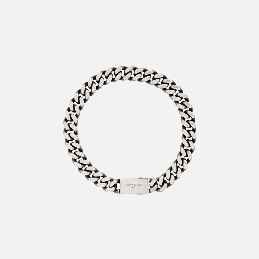 Saint Laurent Gourmette Chain Necklace Oxidized - Silver