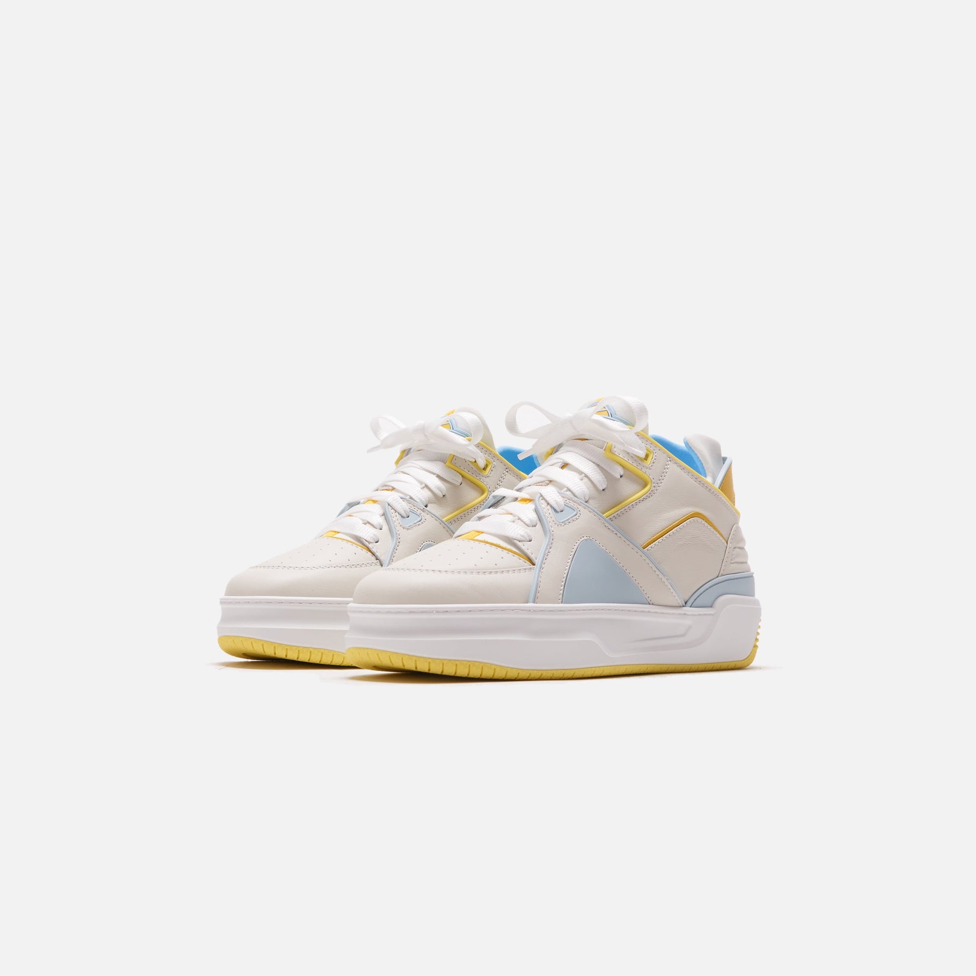 Just Don JD2 Tennis Courtside Mid - Off White / Yellow / Light Blue