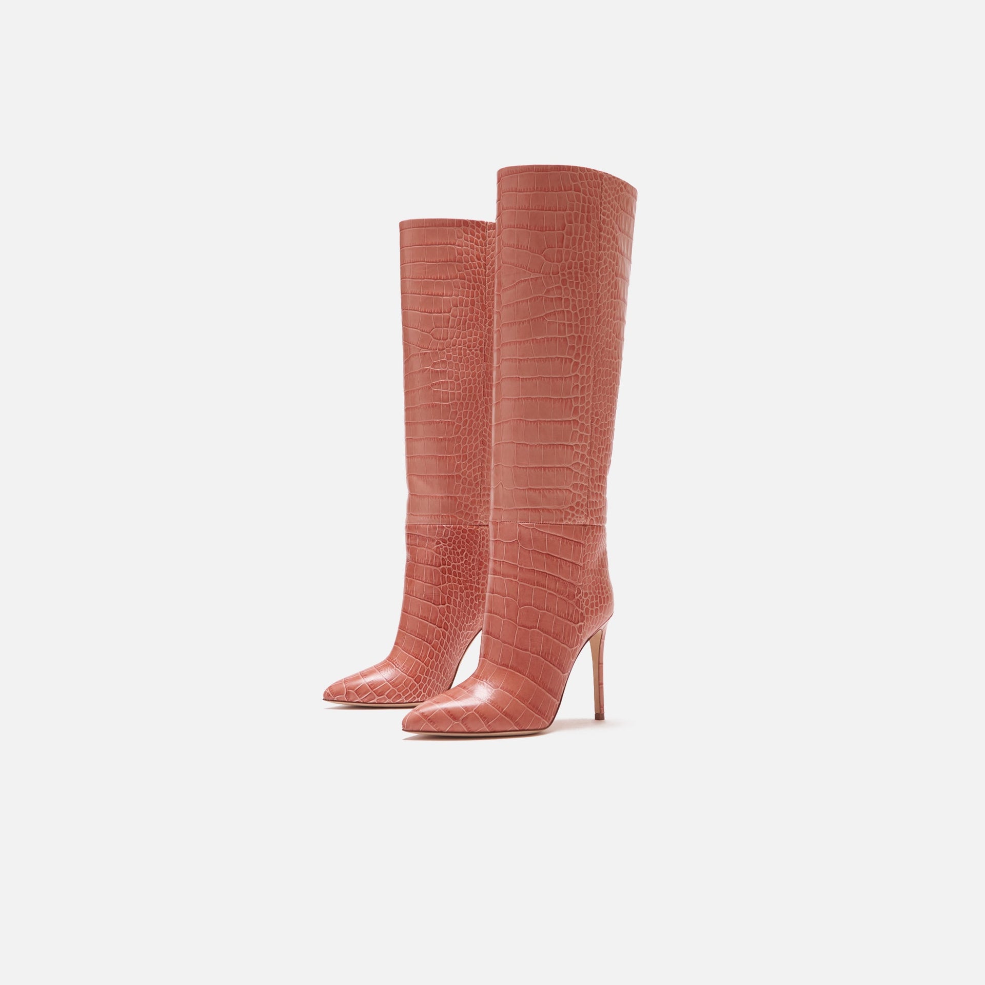 Paris Texas Embossed Croco Stiletto Boot - Blush Pink