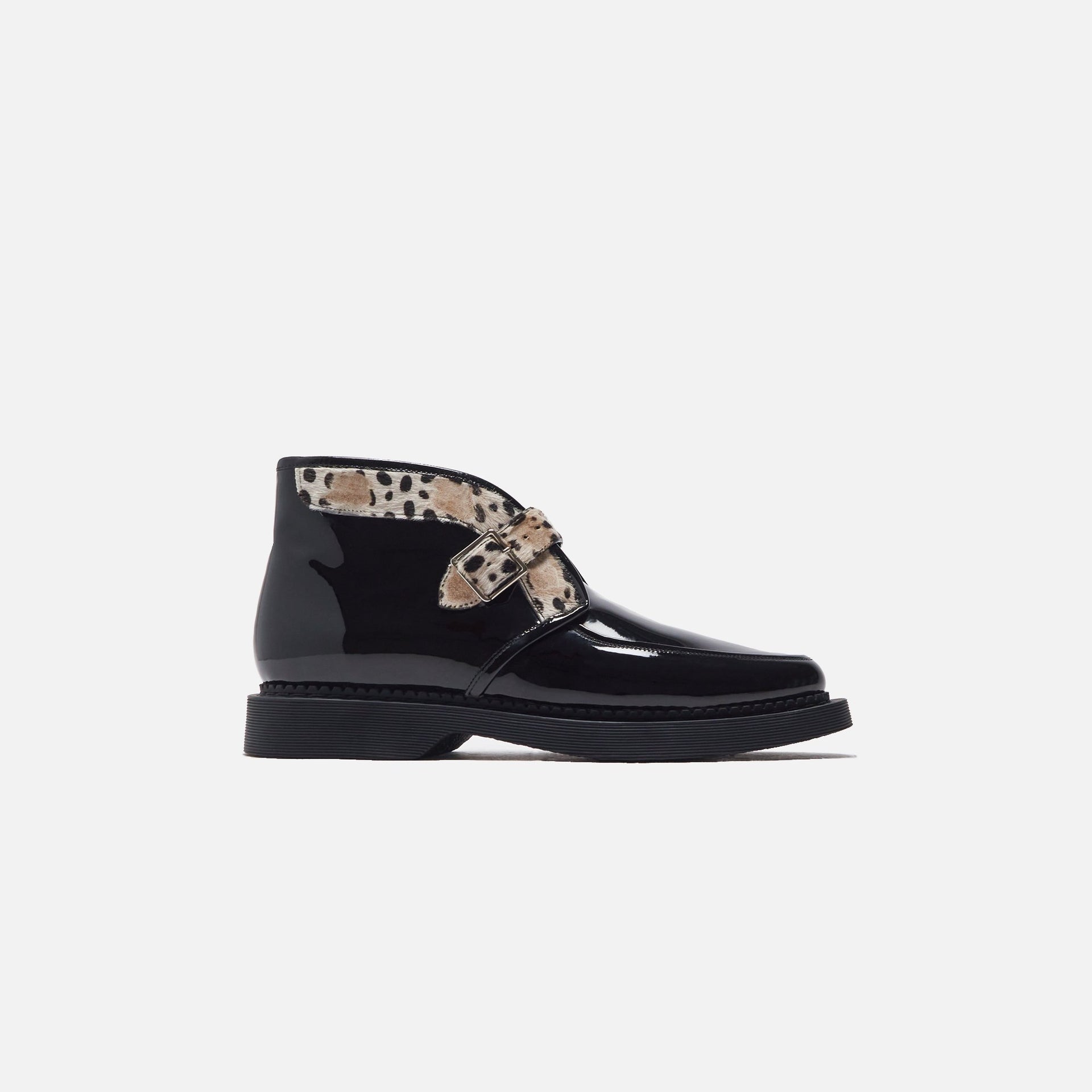 Saint Laurent Teddy Strap Leopard Boots - Black