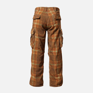 ERL Unisex Corduroy Printed Cargo Pants - Grey Brown