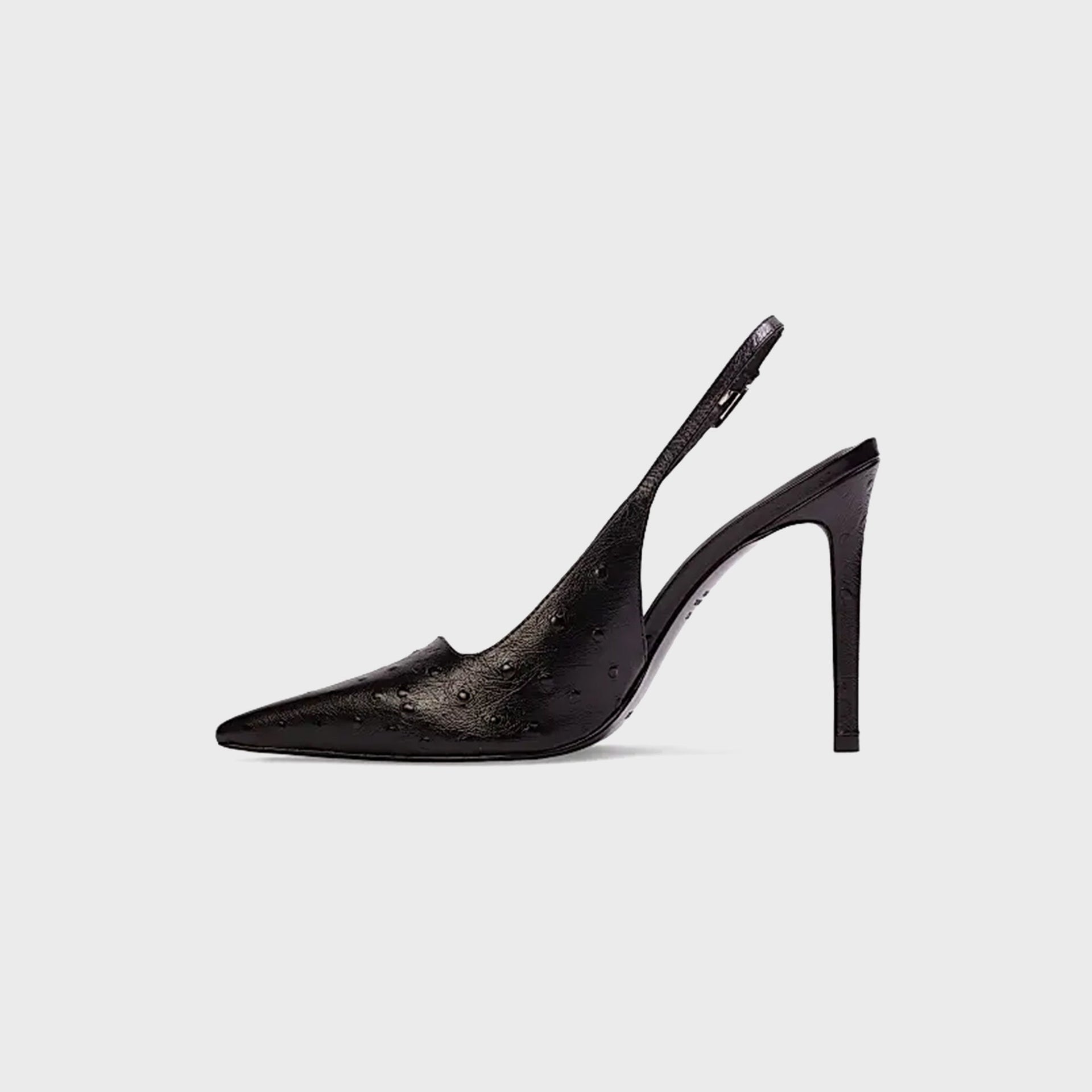Black Suede Studio Lainey 100 - Black Ostrich Leather