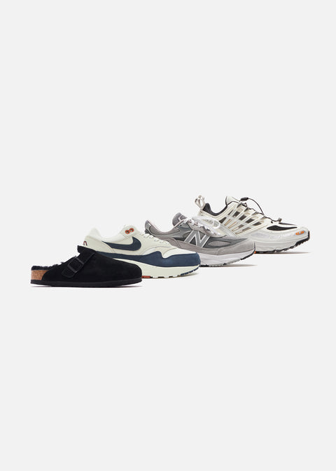 
            Four new footwear silhouettes, including shoes from Birkenstock, Nike, New Balance, and Salomon.
          
