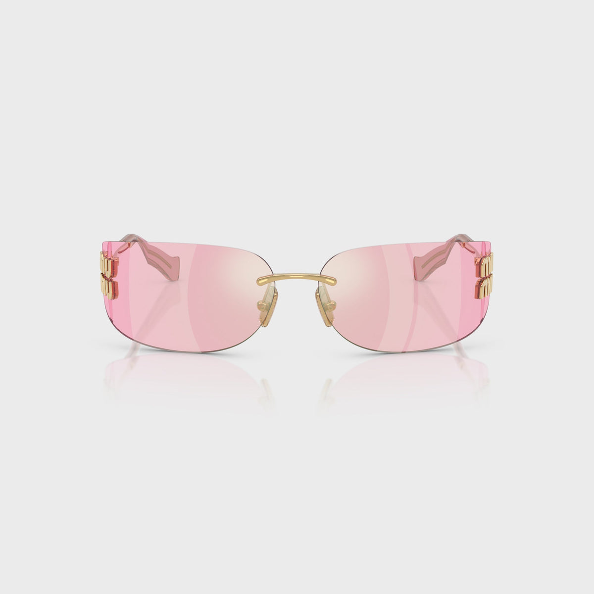 Miu Miu Aube Sunglasses - Gold / Pink Mirror Green
