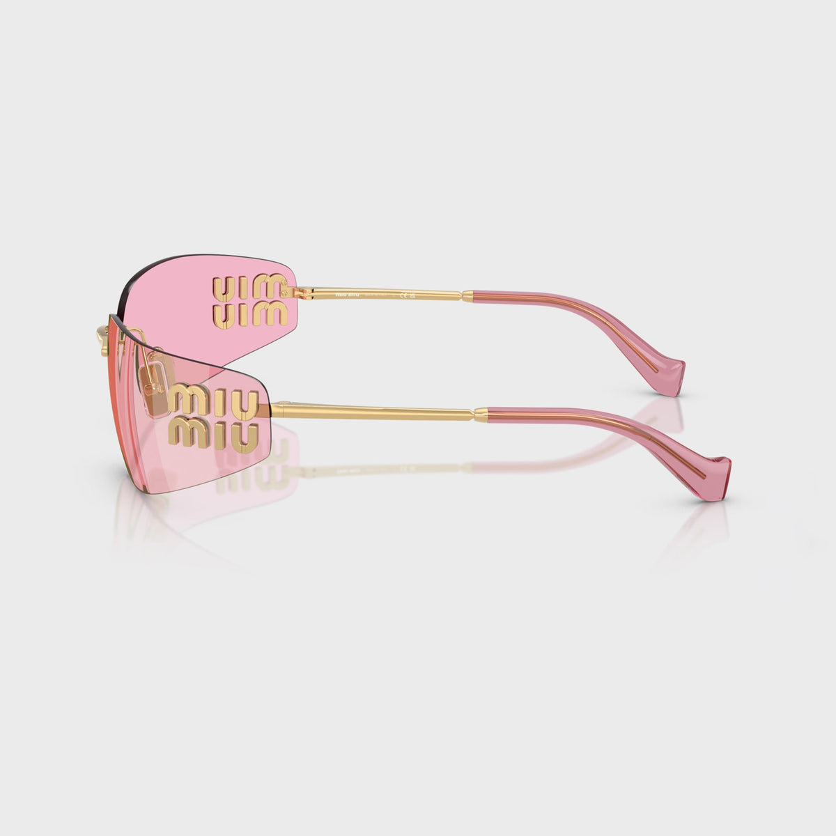 Miu Miu Aube Sunglasses - Gold / Pink Mirror Green
