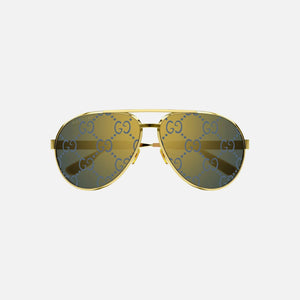 Gucci Metal Monogram Aviator 64 Frame - Gold