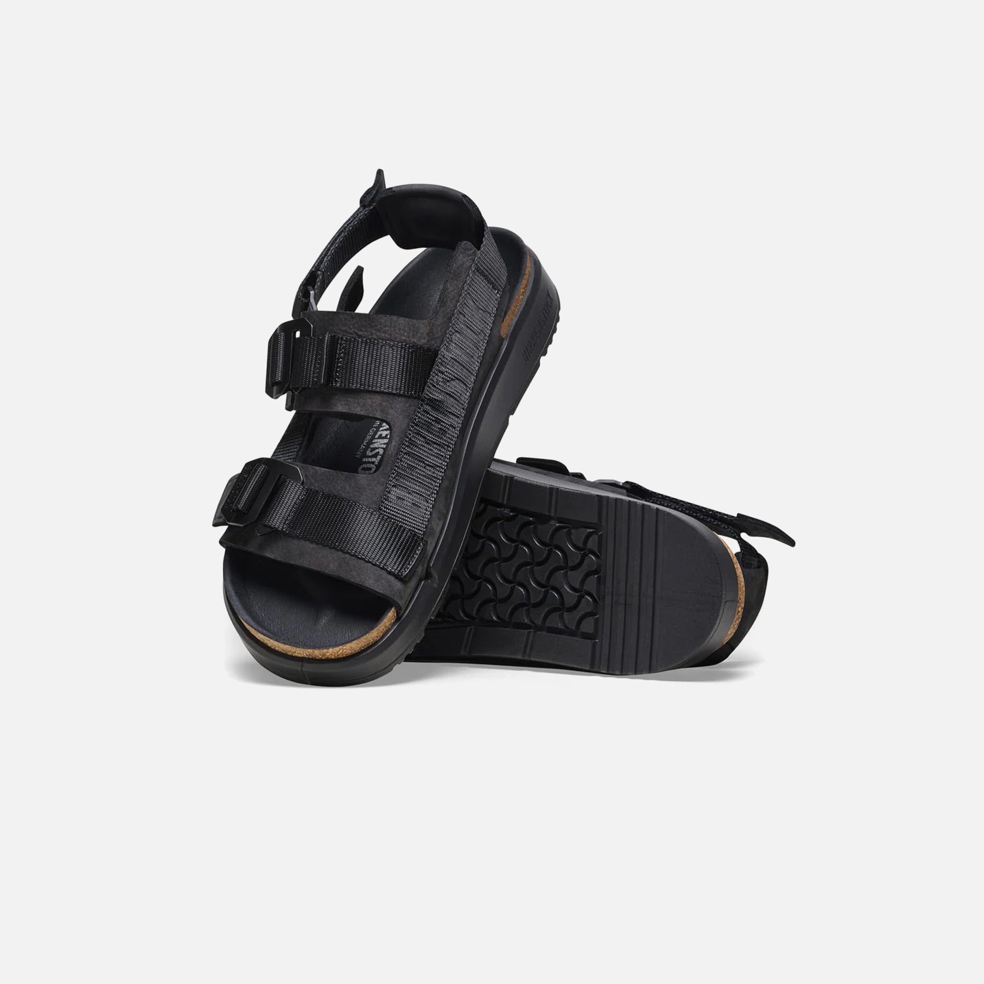 【BIRKENSTOCK】新宿 レザー アンド テキスタイル ブラック 25SS Birkenstock Shinjuku Black Leather And Textile Slipper | Balardi