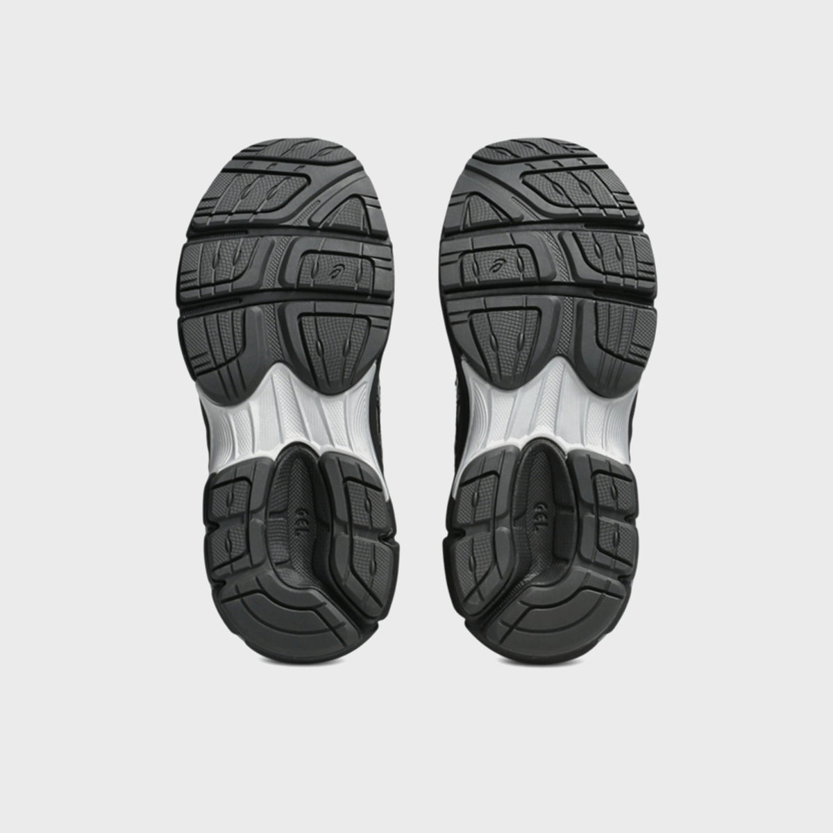 ASICS PS GEL-NYC sneakers, outsole view of pair showing black rubber tread and silver midsole
