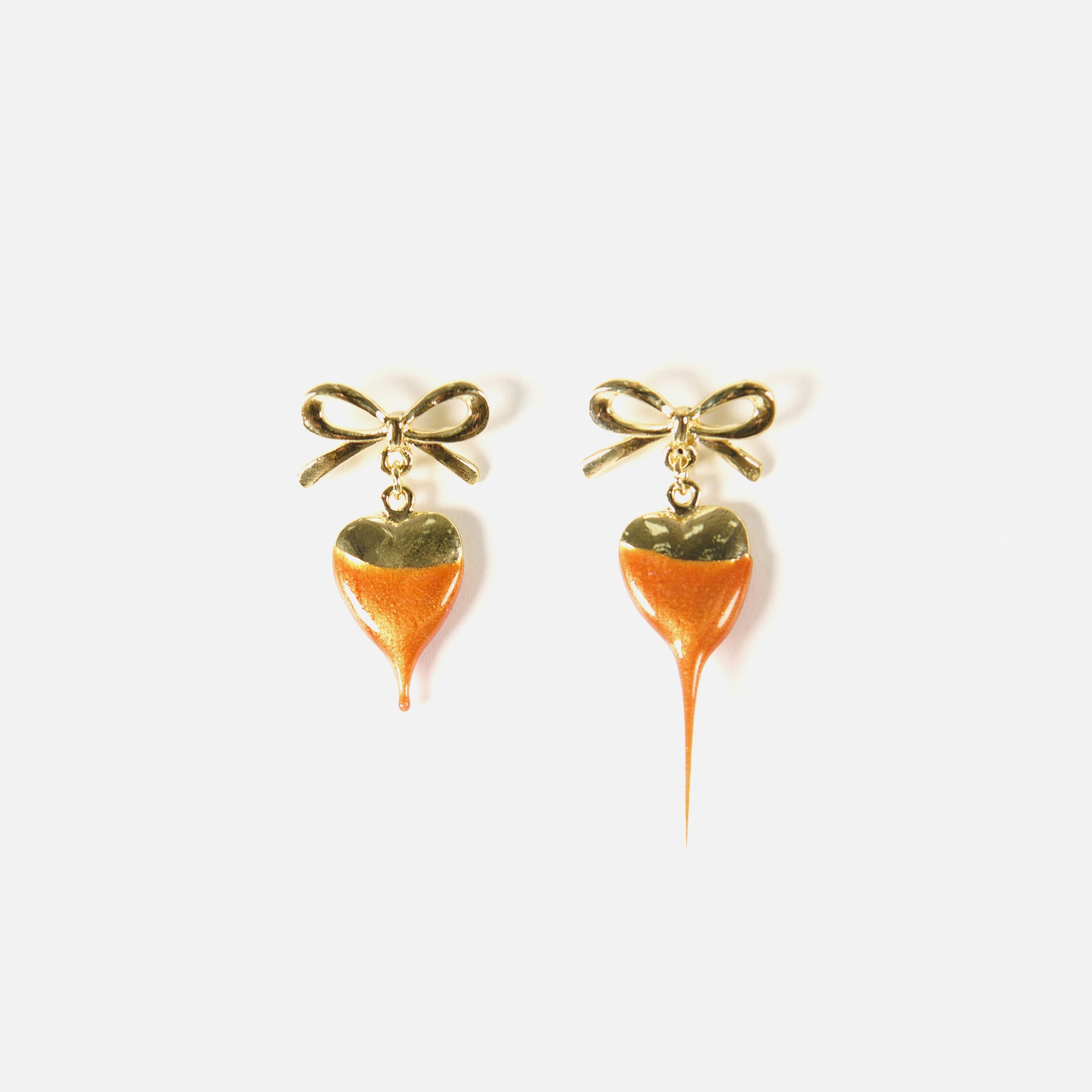 Ottolinger Bow Heart Earring - Gold / Tangerine