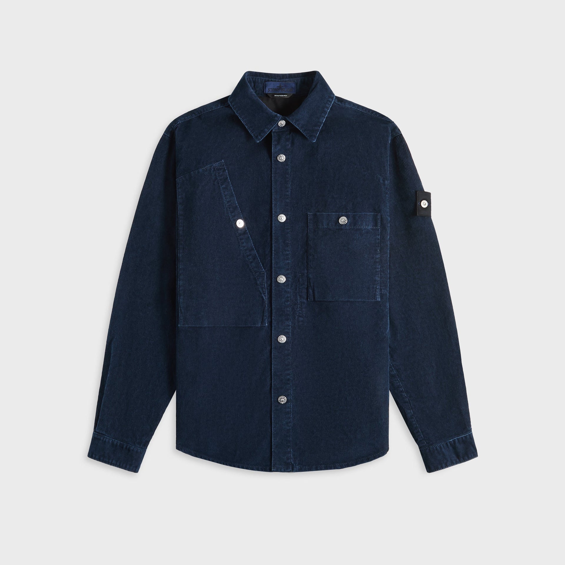 Stone Island Logo Appliqued Cotton Corduroy Overshirt - Indigo