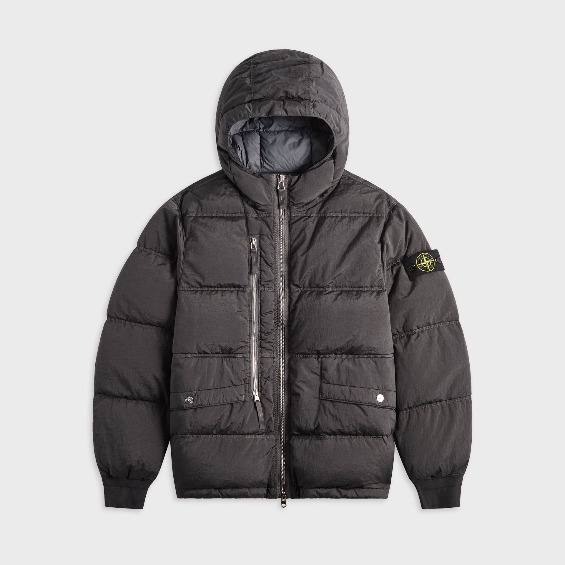Stone Island Logo Patch Padded Jacket - Lead Grey