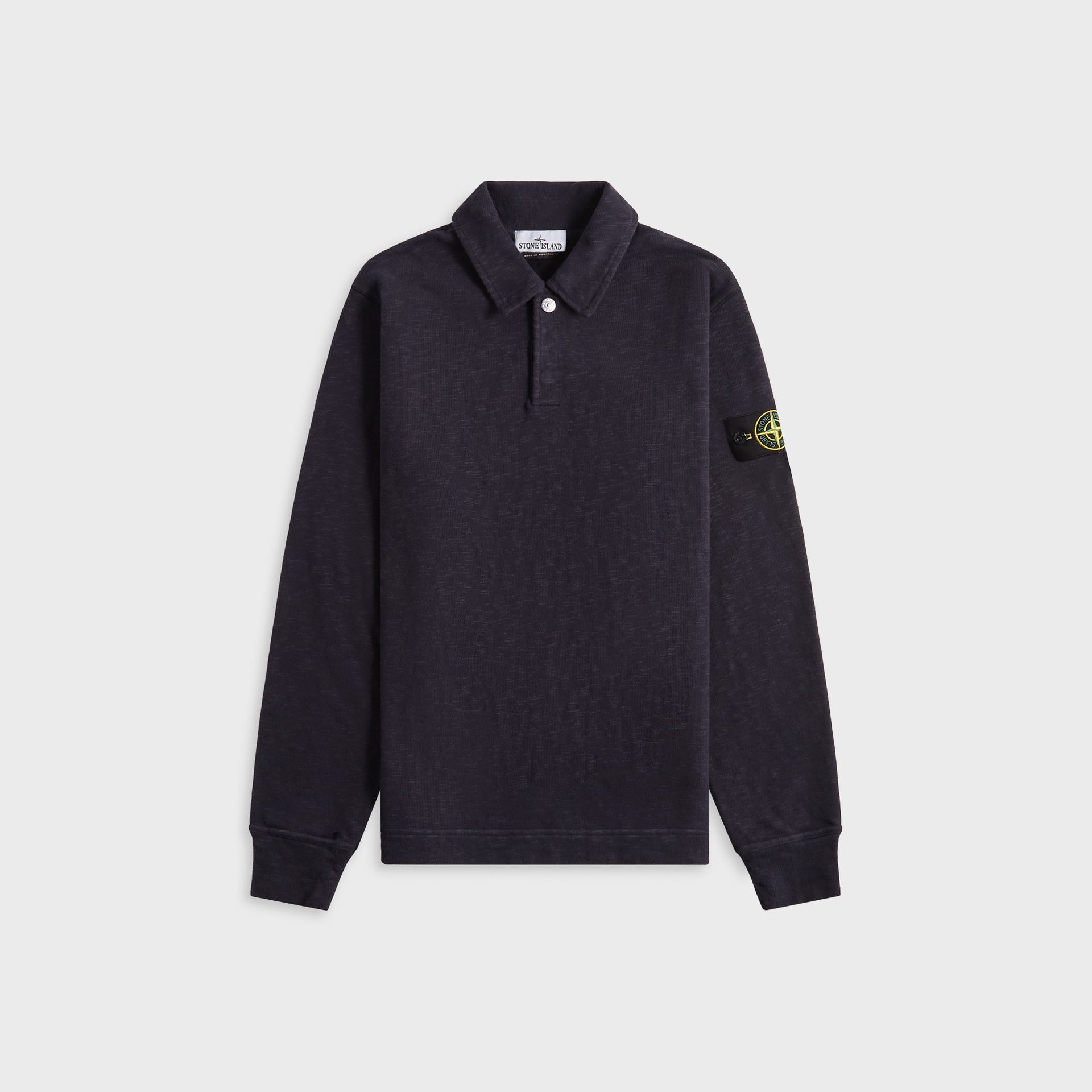 Stone Island Brushed Heavy Cotton Long Sleeve Polo - Ink