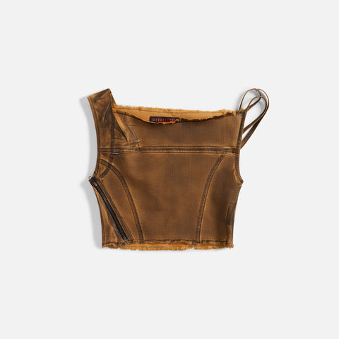 Ottolinger Denim Bustier Top - Brown Black Paint