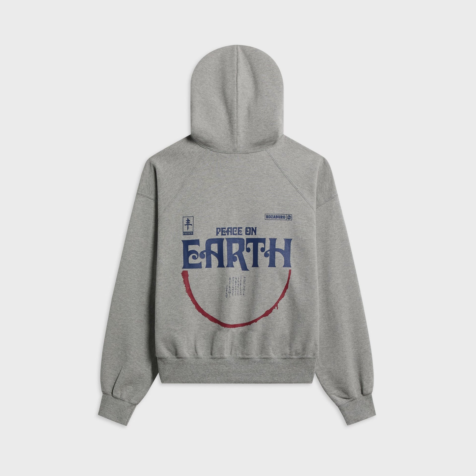 KOZABURO Poe Print Zip Up Hoodie - Gray