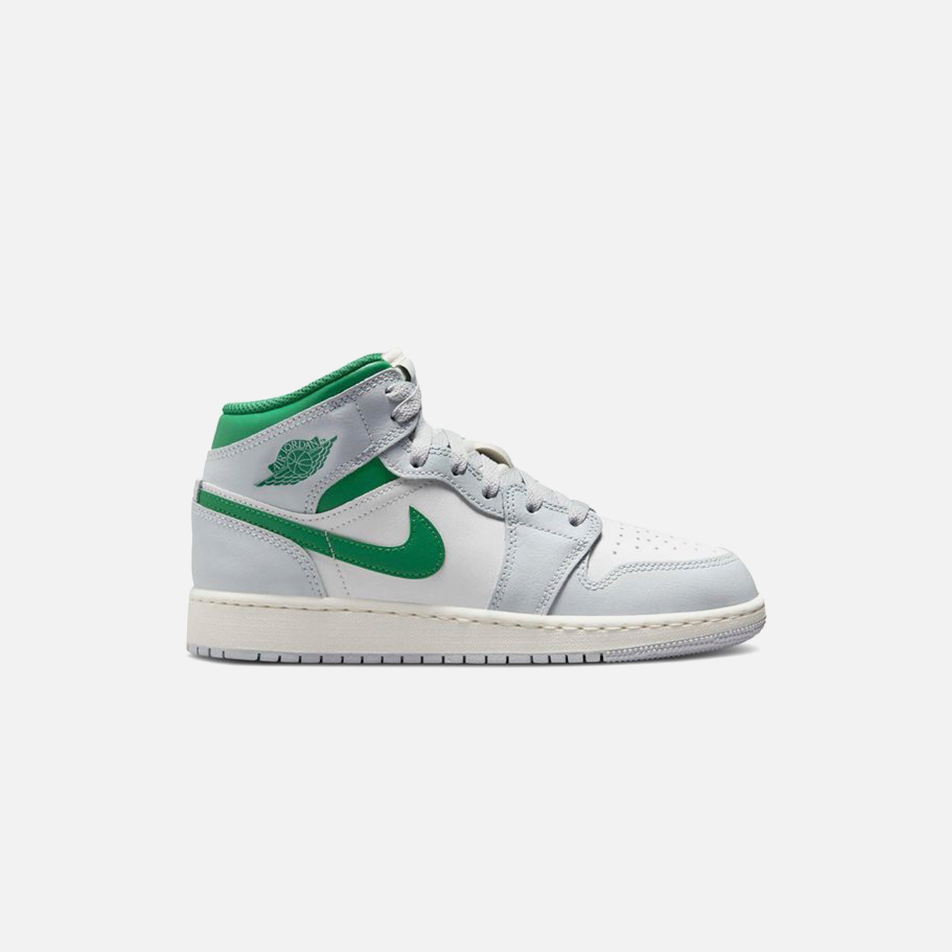 Jordan GS Air Jordan 1 Mid - Summit White /Pine Green / Pure Platinum / Sail