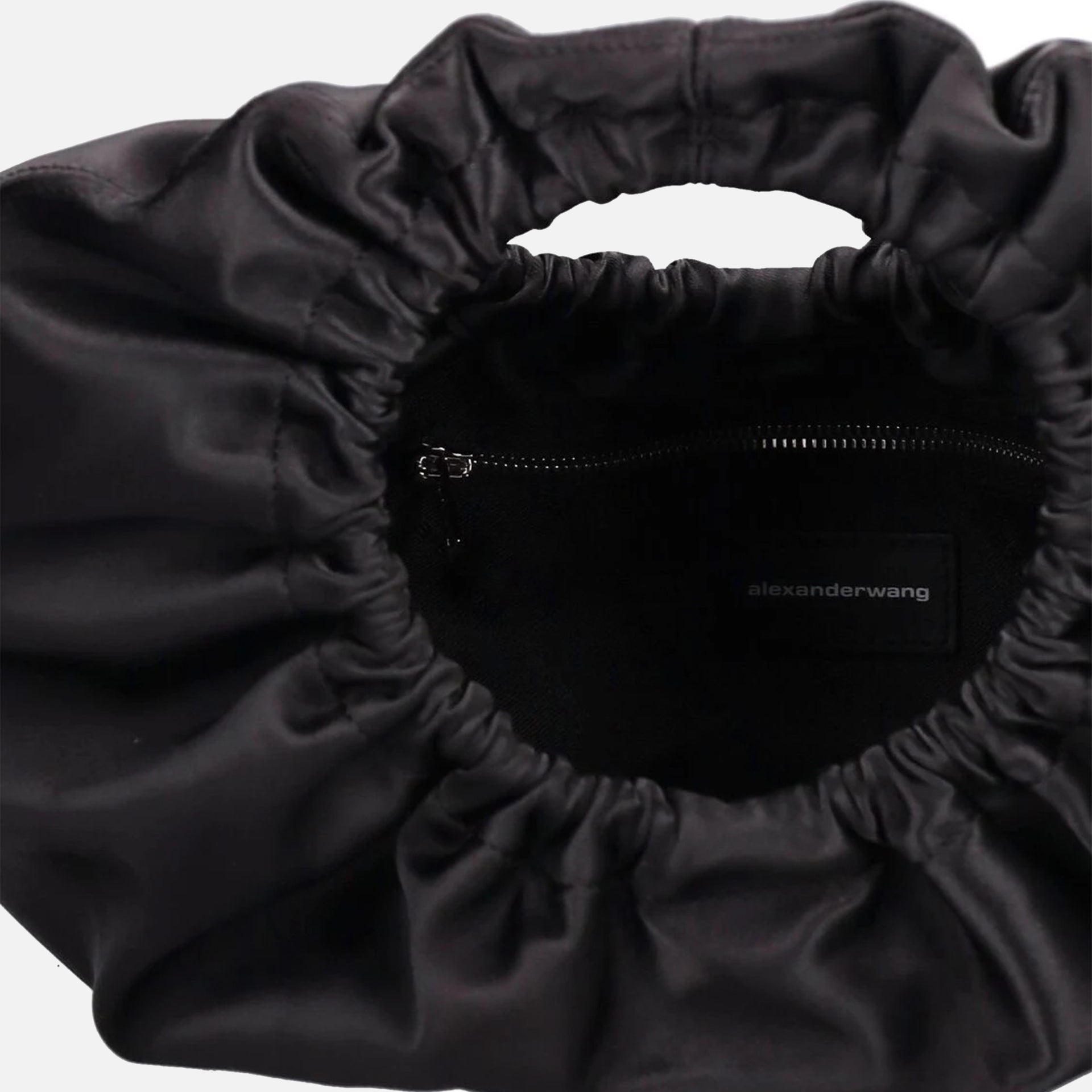 Alexander Wang Small Crescent Top Handle Satin Bag - Black