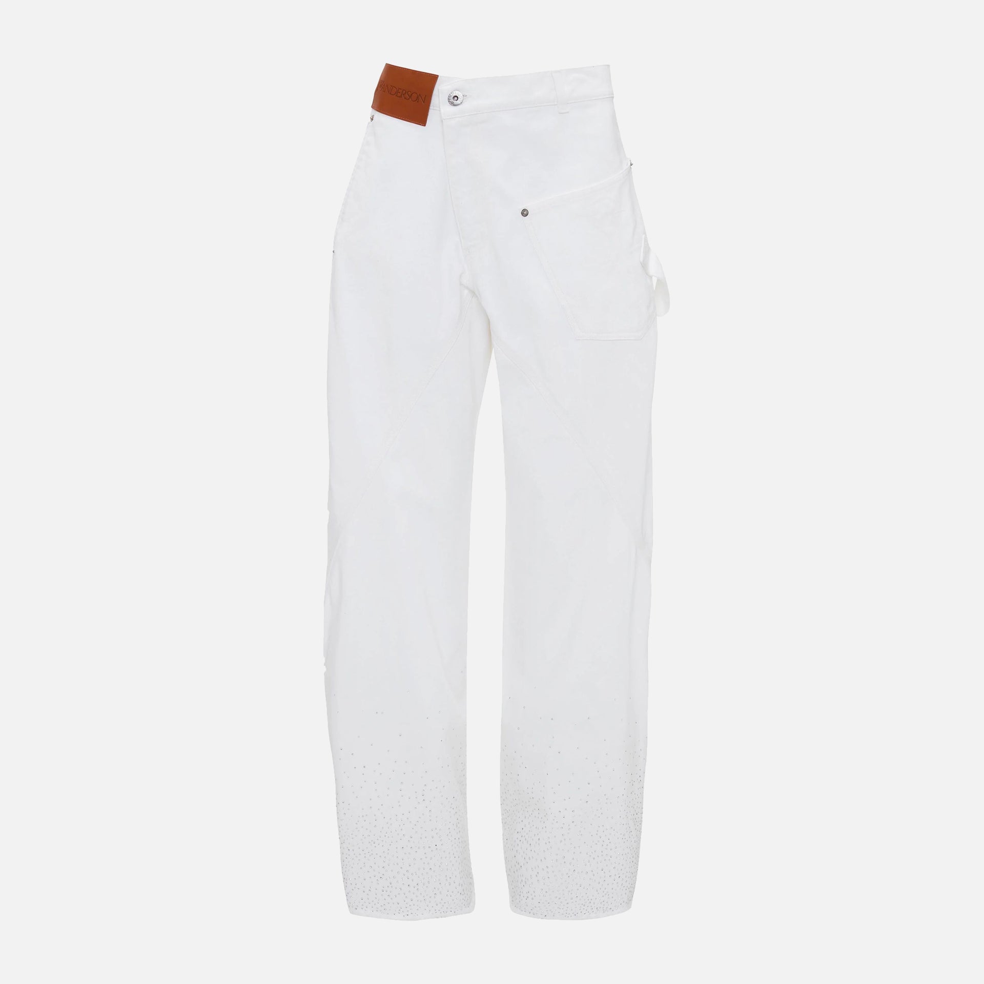 JW Anderson Crystal Hem Twisted Jeans - White