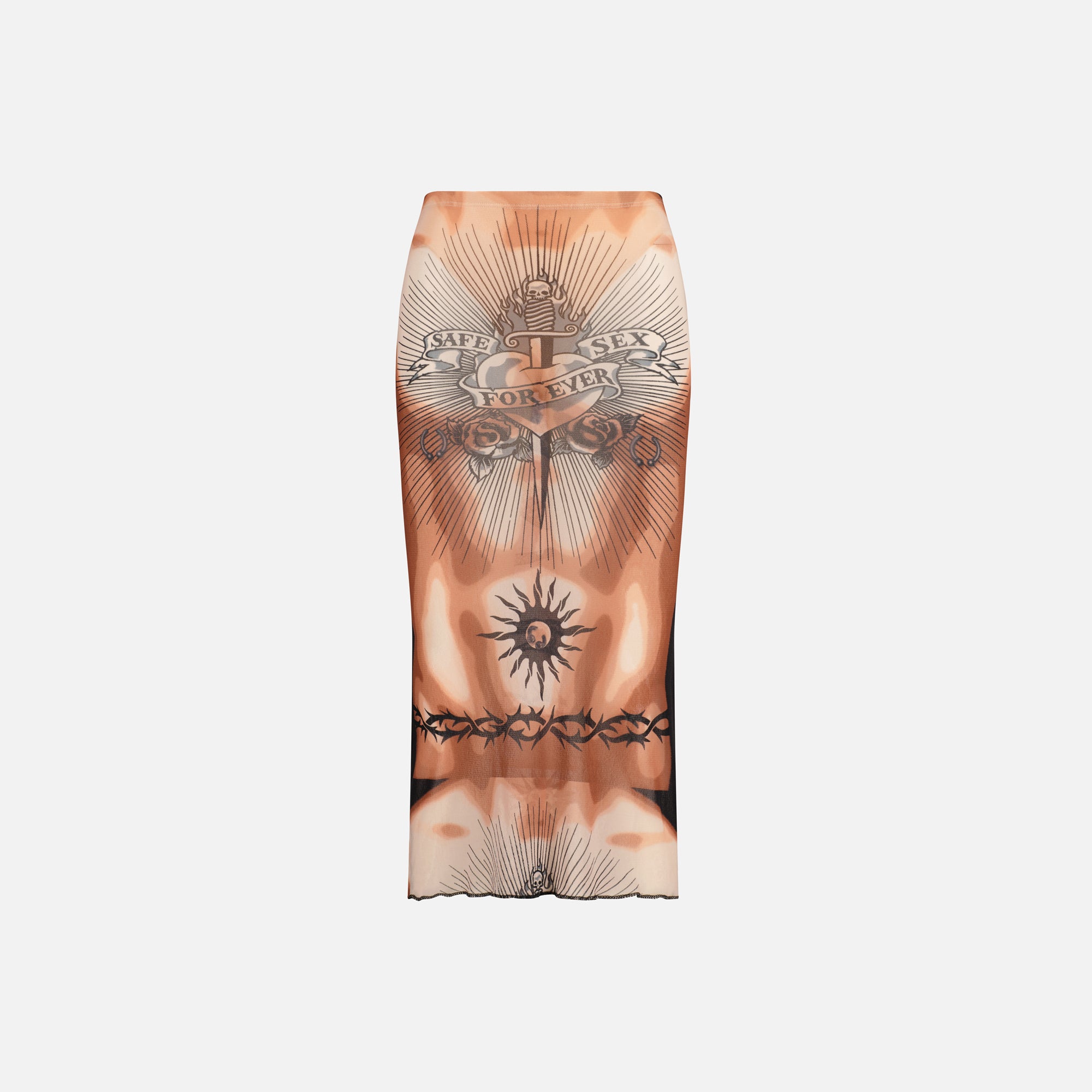 Jean Paul Gaultier Midi Skirt Low Waist - Safe Sex Tattoo – Kith