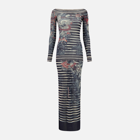 Jean Paul Gaultier Long Boat Neck Dress with Long Sleeves - Marinier