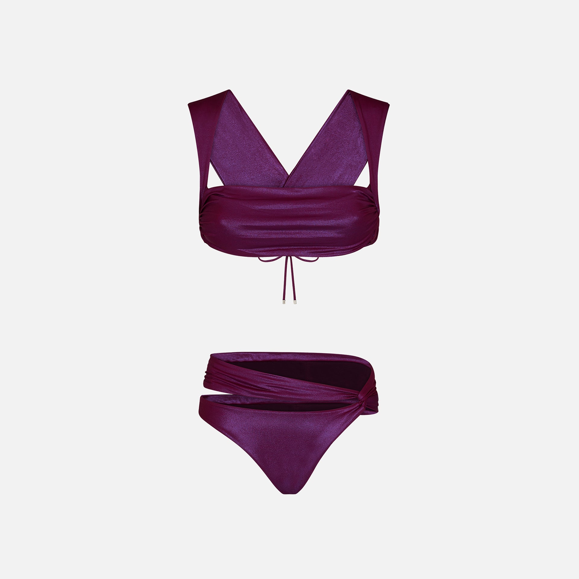 The Attico Glossy Lycra Bikini - Bouganville