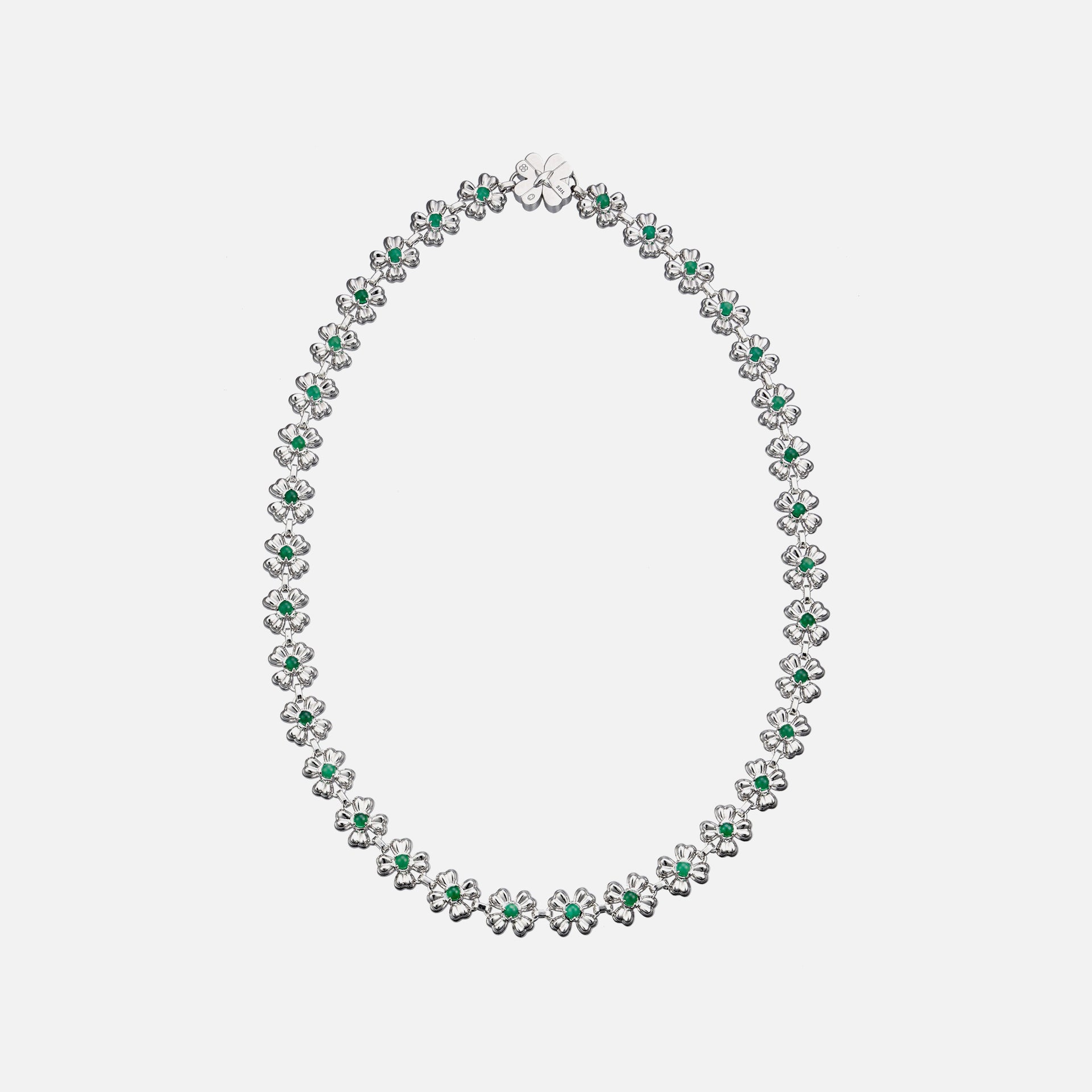 SSIL Clover Tennis Necklace - Green Onyx