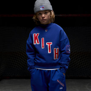 Kith Kids for the New York Rangers Skewed Nelson Crewneck - Cyclone