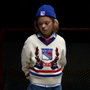 Kith Kids for the New York Rangers V-Neck Lewis Sweater - Sandrift