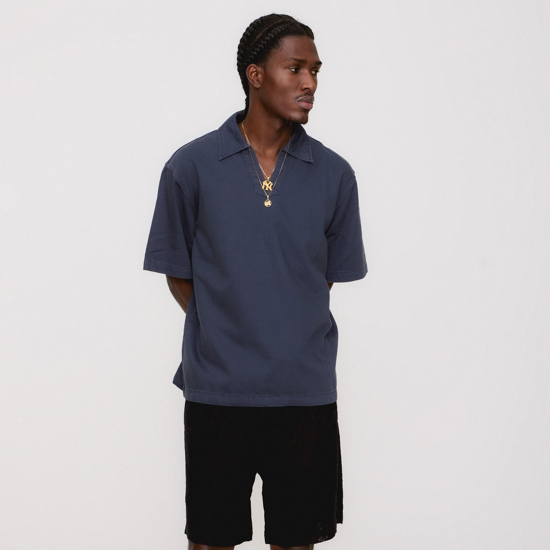 Kith Washed Denim Short Sleeve Glen Pullover - Nocturnal