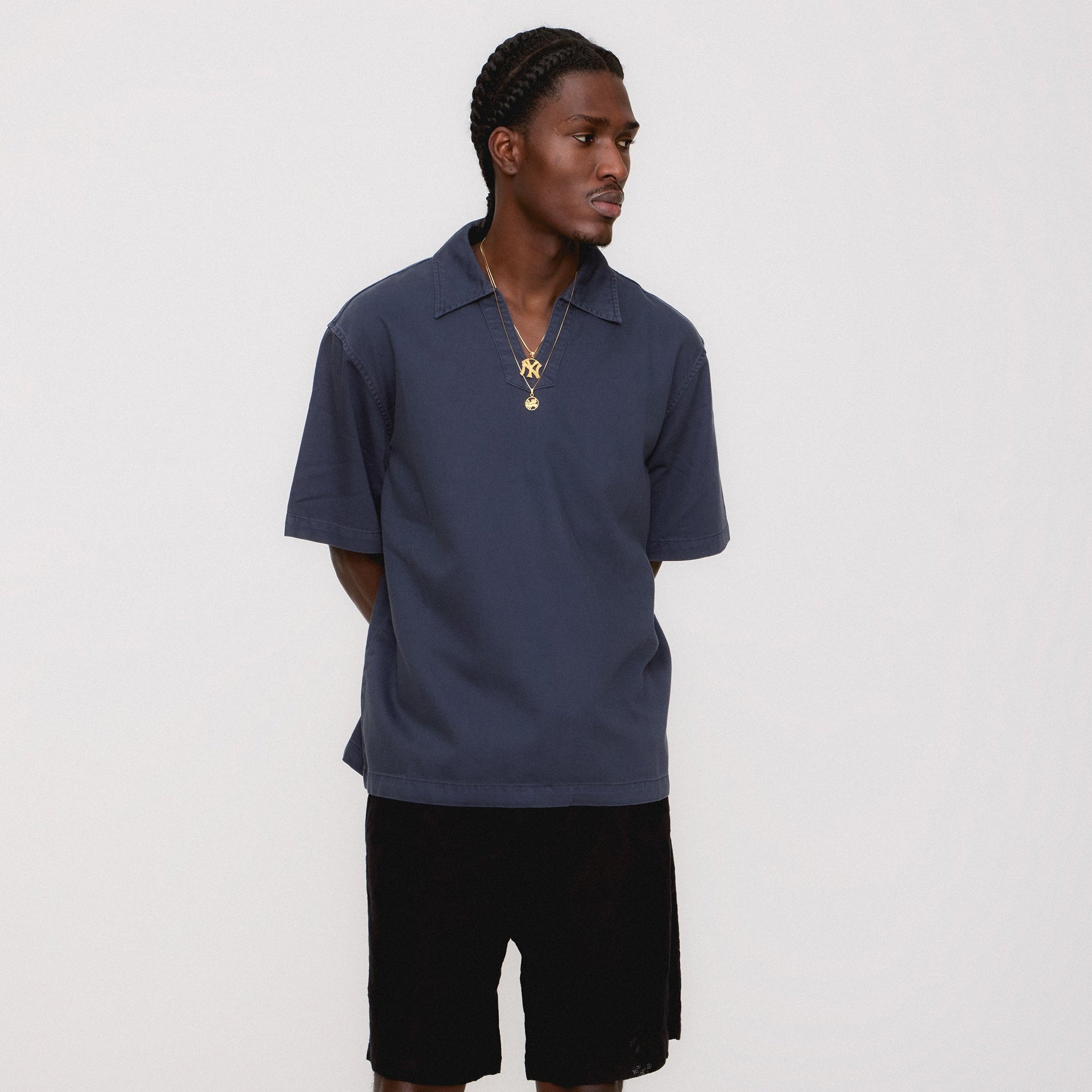 Kith Washed Denim Short Sleeve Glen Pullover - Nocturnal PH