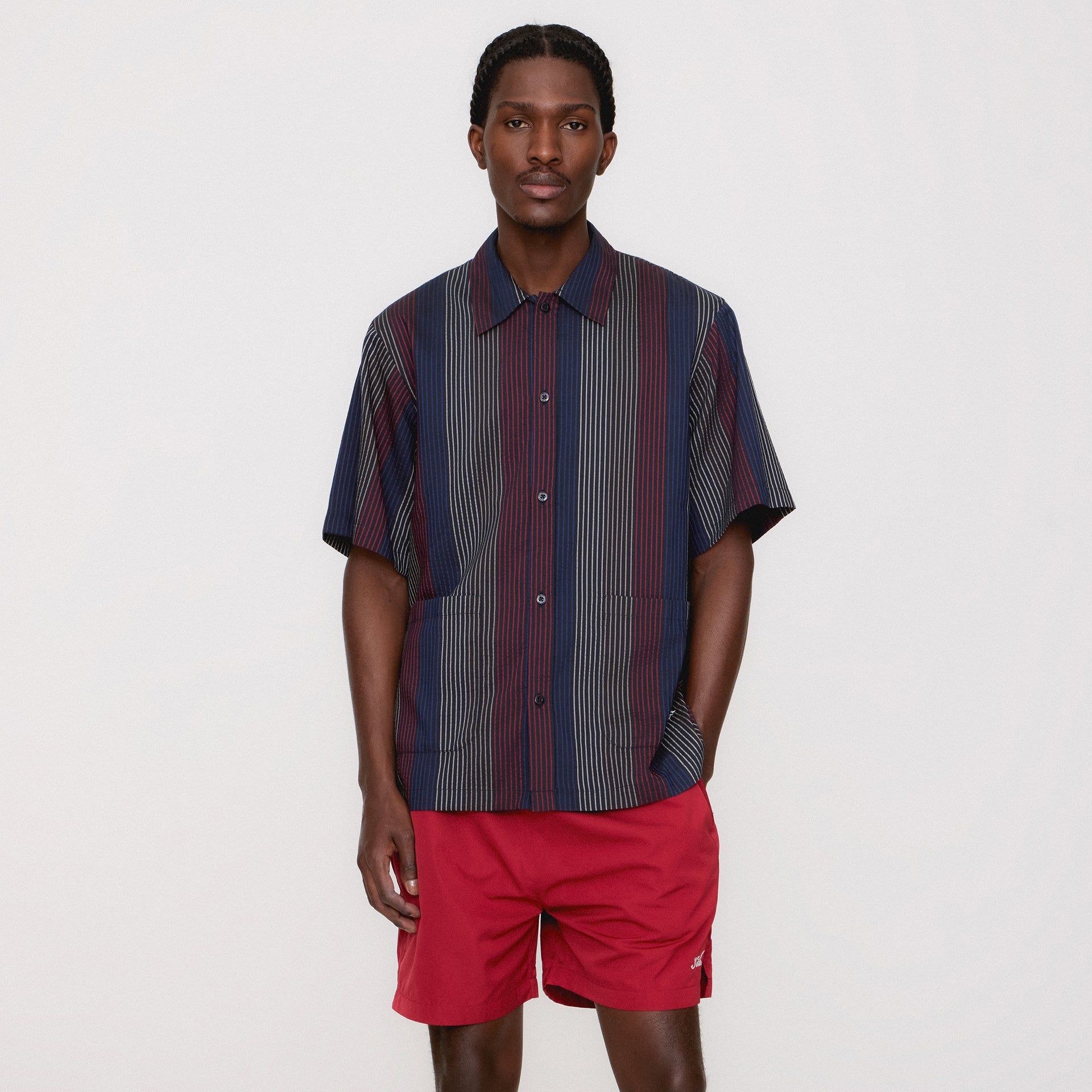 Kith Seersucker Boxy Collared Overshirt - Nocturnal