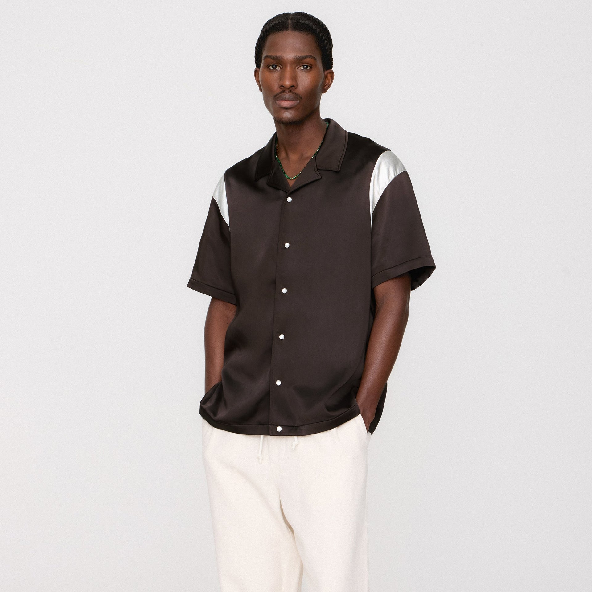 &Kin Washed Satin Landon Souvenir Shirt - Kindling PH