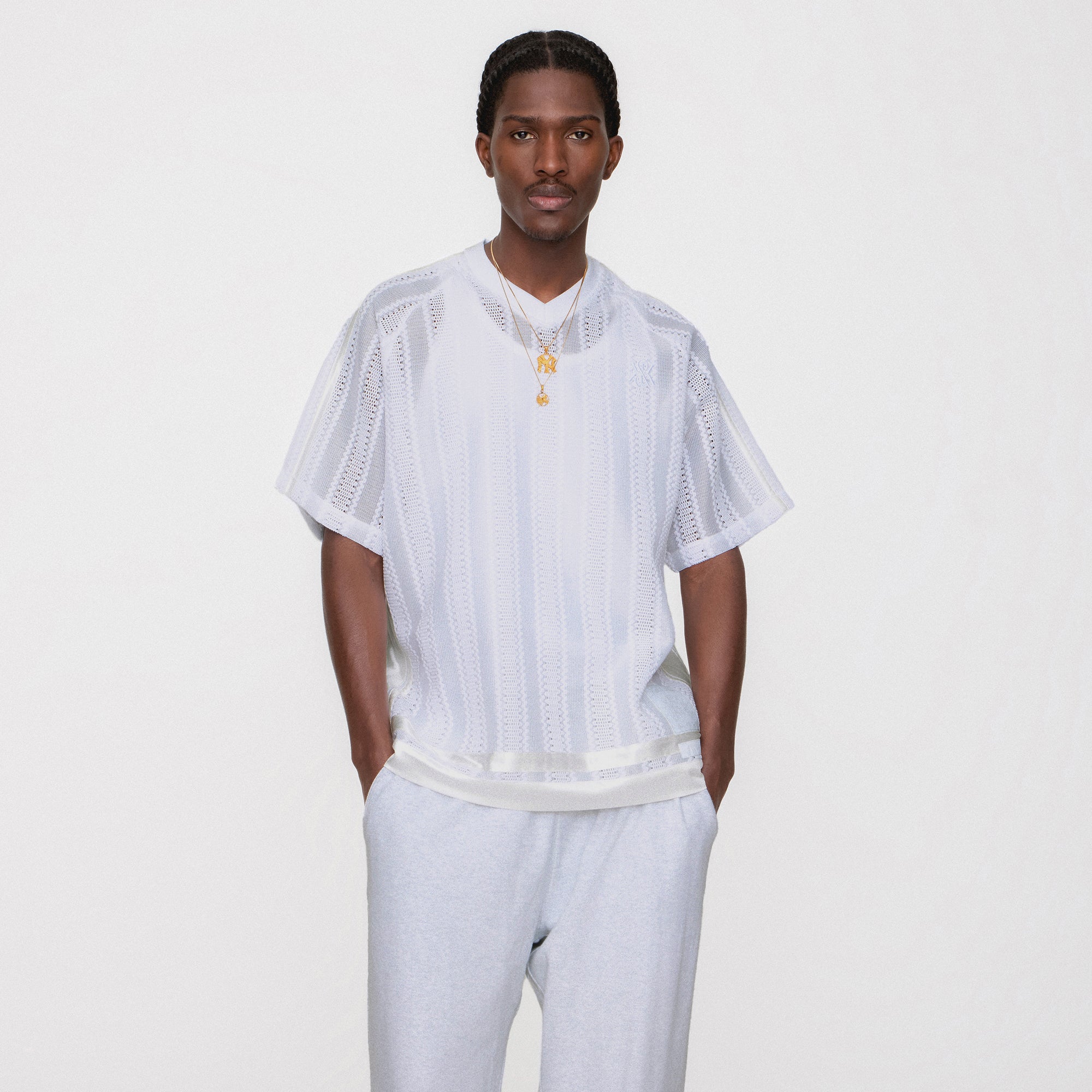 【KITHNYC】Leon 半袖レースコンボジャージ Kith Leon Short Sleeve Lace Combo Jersey - White