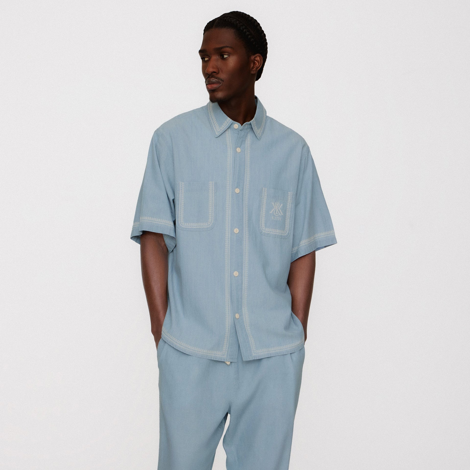 Kith Chambray Paxton Short Sleeve Buttondown -  Light Indigo PH